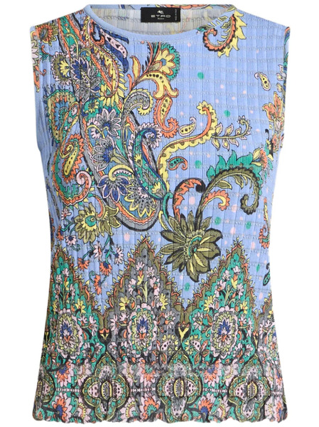  Etro Floral Knitted Top - Blue 