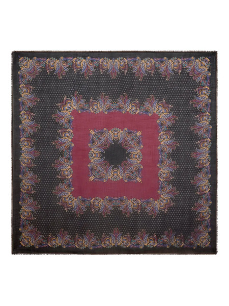  Etro Floral Paisley Cashmere Shawl - Black 