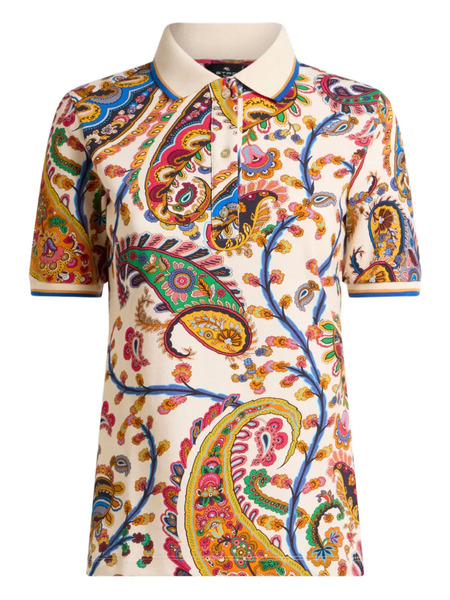  Etro Floral Paisley Polo Top - Neutrals 