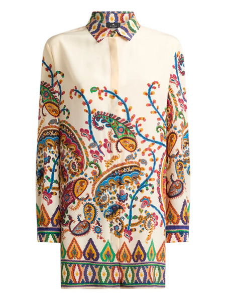  Etro Floral Paisley Print Silk Shirt - Neutrals 