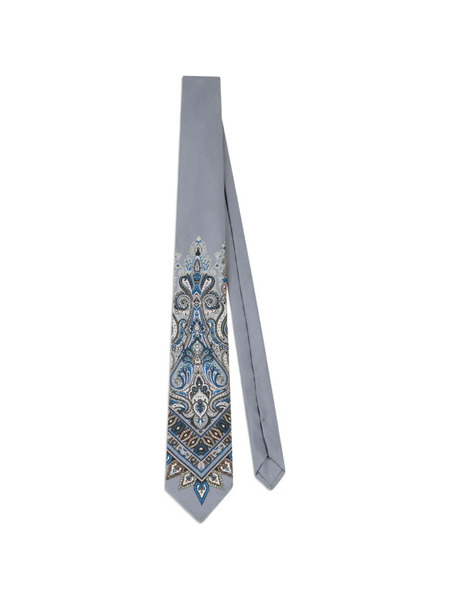  Etro Floral Paisley Print Tie - Grey 