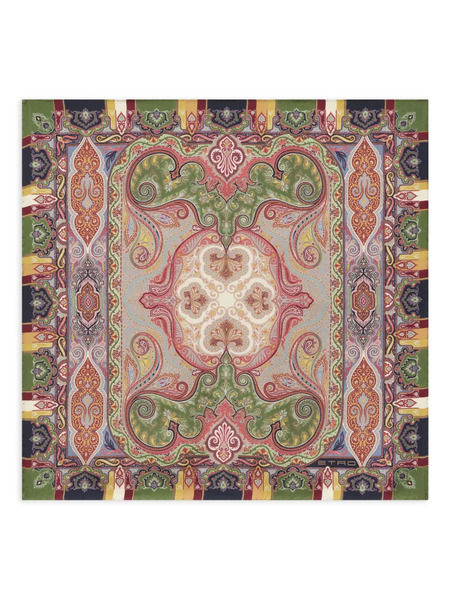  Etro Floral Paisley Silk Pocket Square - Neutrals 