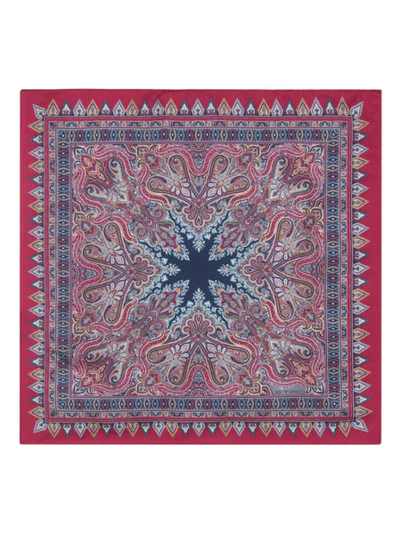  Etro Floral Paisley Silk Pocket Square - Red 
