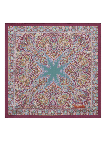  Etro Floral Paisley Silk Pocket Square - Red 