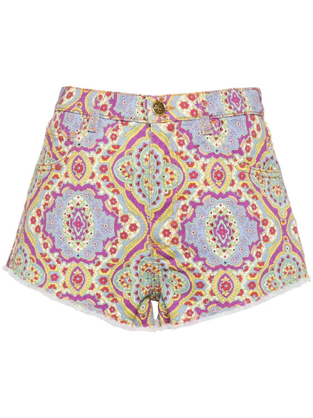  Etro Floral-print Denim Shorts - Blue 