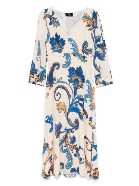  Etro Floral-print Midi Dress - Neutrals 