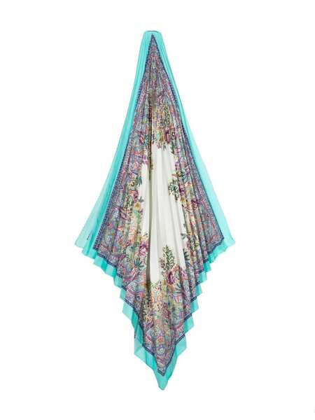  Etro Floral-print Pleated Silk Scarf - Blue 