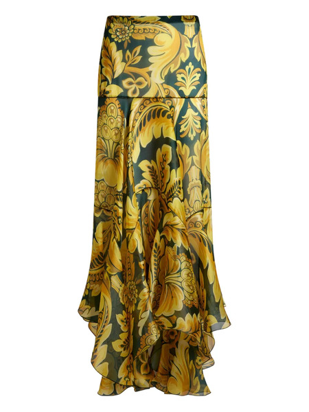  Etro Floral-print Ruffled Maxi Skirt - Green 