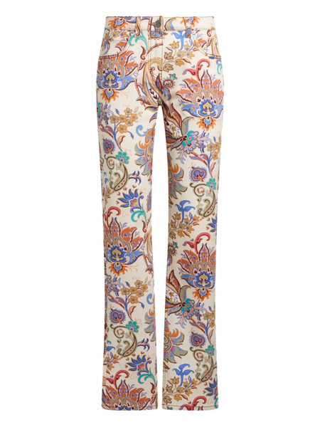  Etro Floral-print Straight Jeans - Neutrals 