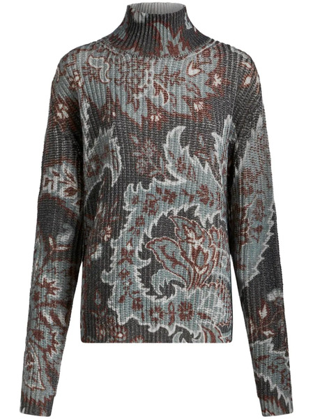  Etro Floral-print Wool Sweater - Blue 