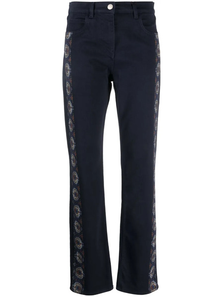  Etro Floral-stripes Straight-leg Jeans - Blue 