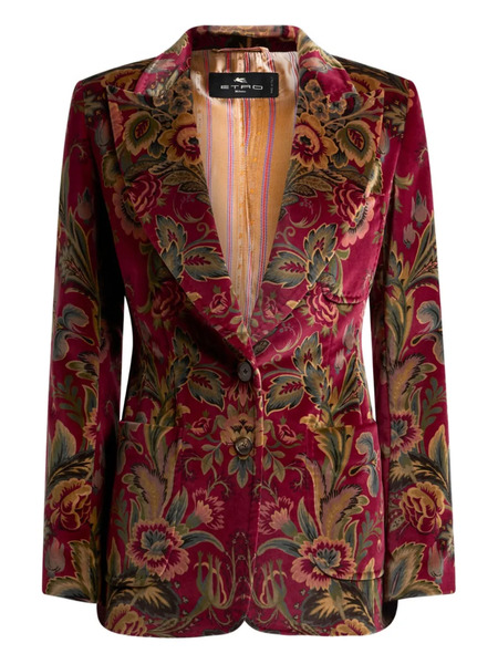  Etro Floral Velvet Blazer - Red 