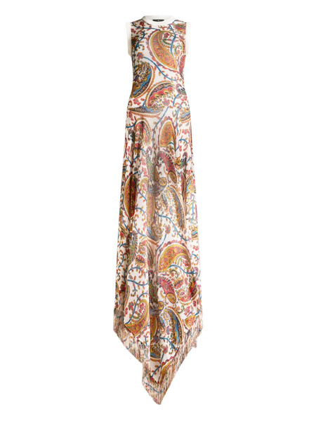  Etro Fringing Floral Paisley Maxi Dress - White 