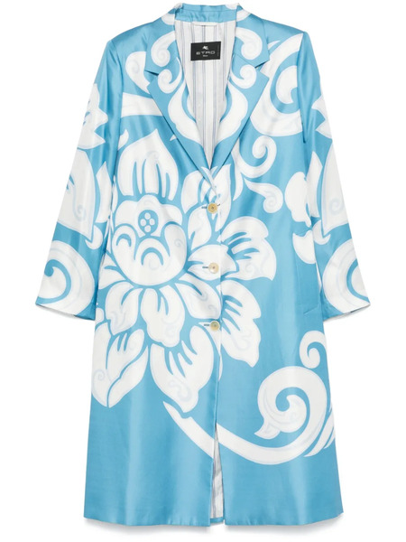  Etro Graphic-print Silk Coat - Blue 