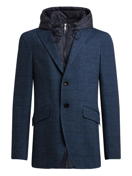  Etro Herringbone Removable-hood Jacket - Blue 