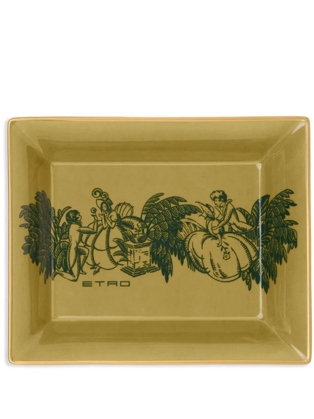  Etro Home Amanti-motif Porcelain Tray - Yellow 