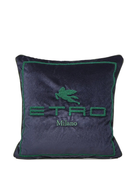  Etro Home Logo-embroidered Cushion (45cm X 45cm) - Blue 