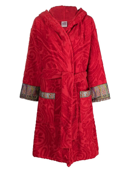  Etro Home Paisley-motif Cotton Robe - Red 
