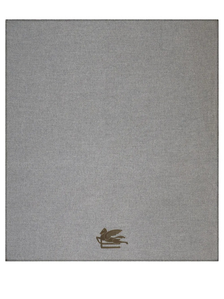  Etro Home Pegaso-motif Wool Throw Blanket - Grey 