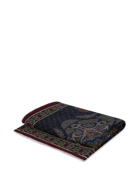  Etro Home Placed-print Wool Blanket (140cm X 180cm) - Blue 