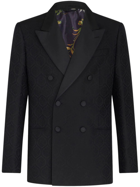  Etro Jacquard Double-breasted Blazer - Black 