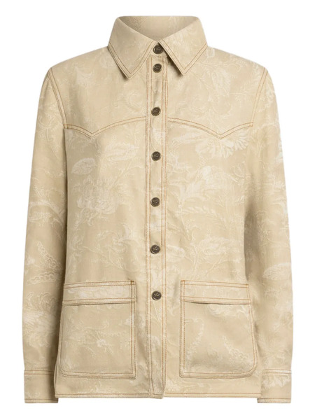  Etro Jacquard Floral Denim Jacket - Neutrals 