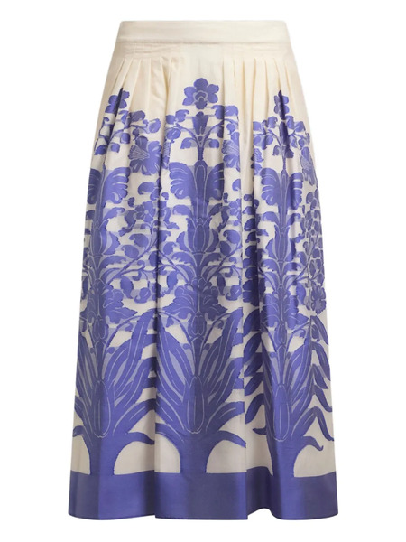  Etro Jacquard-floral Pleated Mid Skirt - Neutrals 