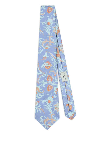  Etro Jacquard Floral Tie - Blue 
