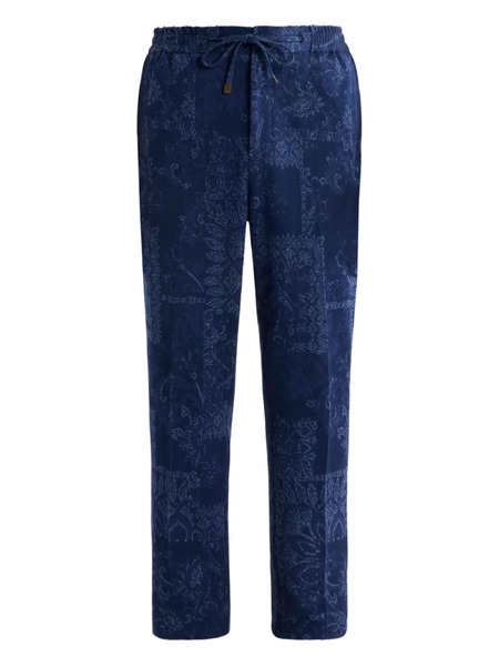  Etro Jacquard Floral Trousers - Blue 