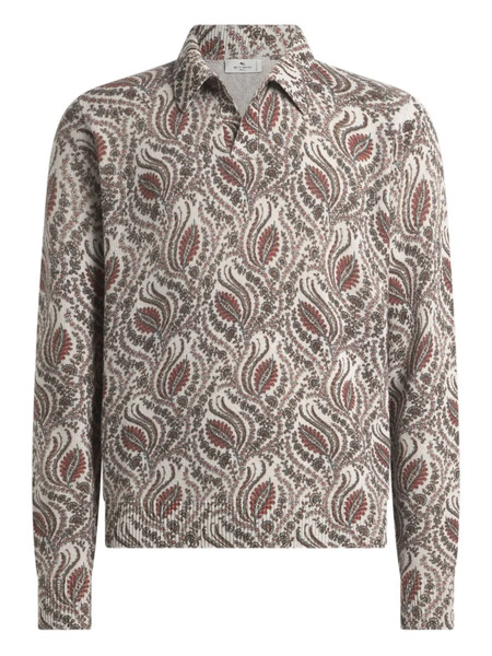  Etro Jacquard Foliage Motif Sweater - Neutrals 