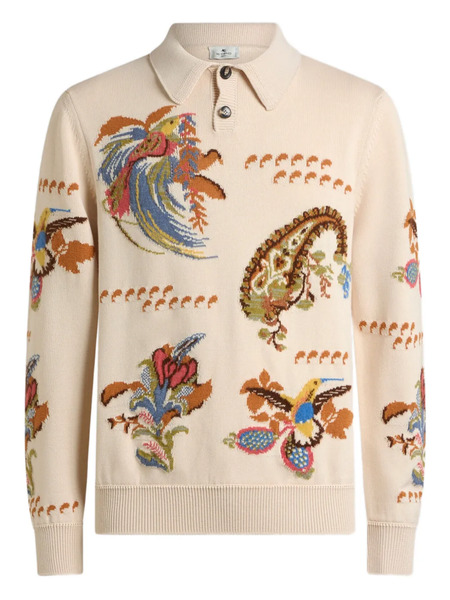  Etro Jacquard Polo Sweater - Neutrals 
