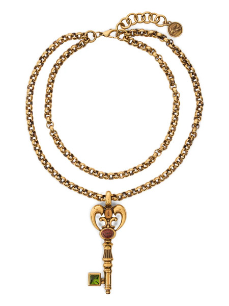  Etro Key-shaped Double-chain Necklace - Gold 