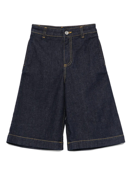  Etro Kids Embroidered-pocket Denim Shorts - Blue 