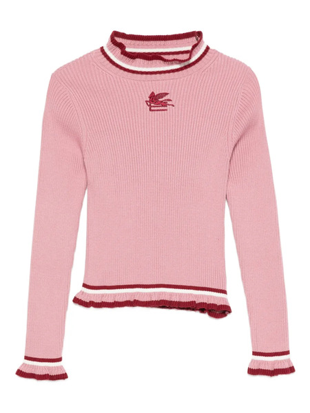  Etro Kids Embroidered Ribbed Top - Pink 