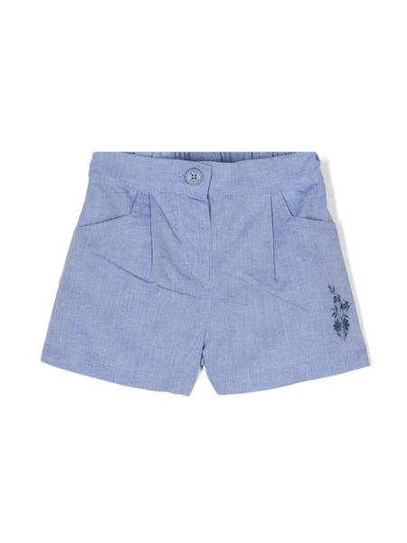  Etro Kids Floral-embroidered Shorts - Blue 