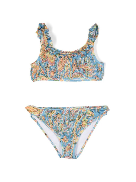  Etro Kids Floral-print Shirred Bikini - Blue 