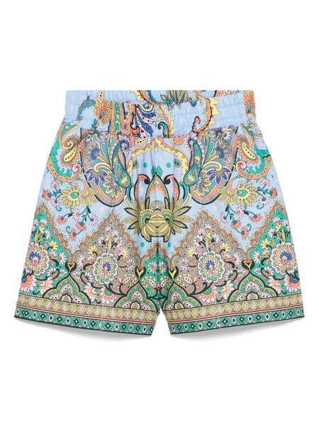  Etro Kids Floral-print Shorts - Blue 