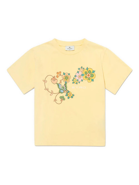  Etro Kids Floral-print T-shirt - Yellow 