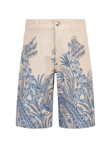  Etro Kids Leafy Paisley Print Bermuda Shorts - Neutrals 