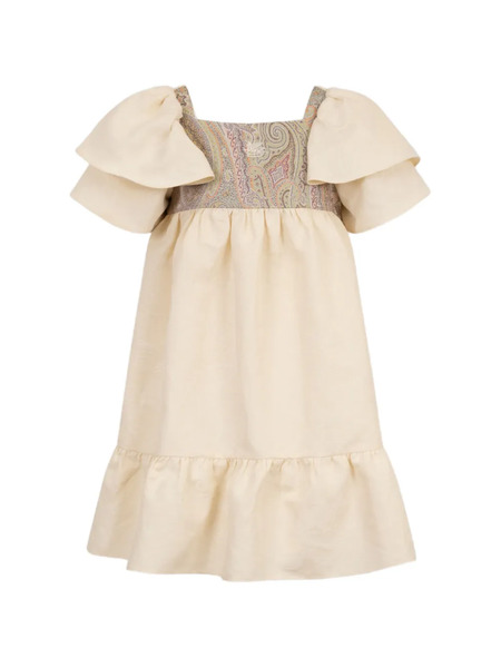  Etro Kids Legacy Prints Ruffled Jacquard Dress - Neutrals 