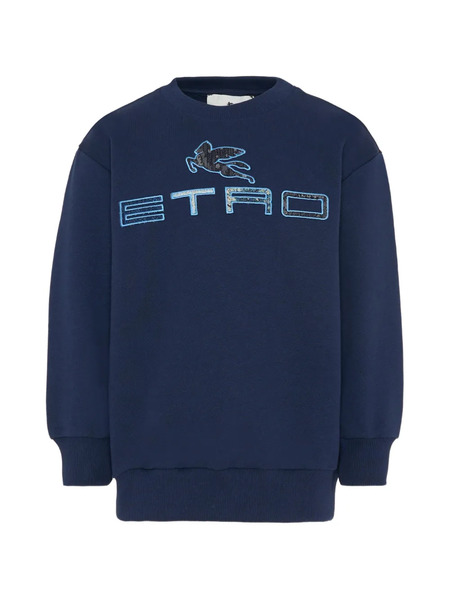  Etro Kids Logo Crew-neck Sweater - Blue 