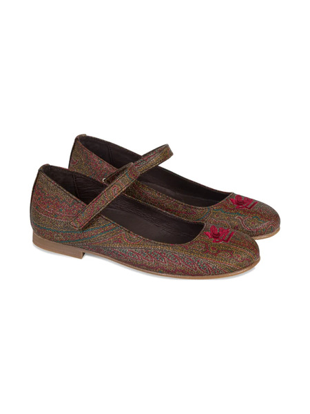  Etro Kids Logo-embroidered Ballet Flats - Brown 
