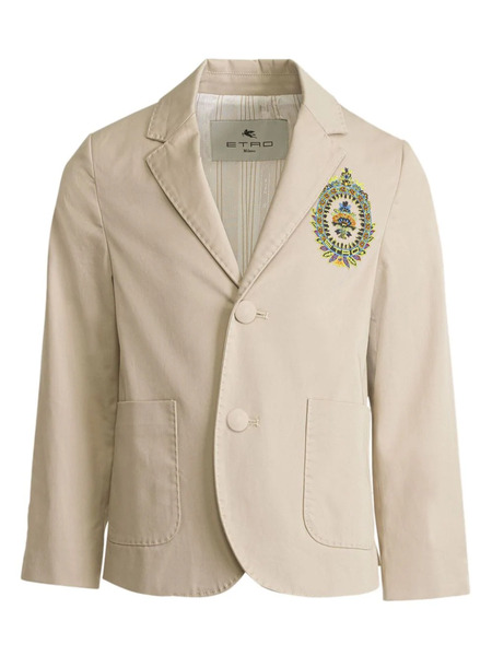  Etro Kids Logo-embroidered Single-breasted Blazer - Neutrals 
