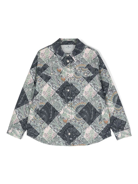 Etro Kids Mix-print Jacket - Blue 