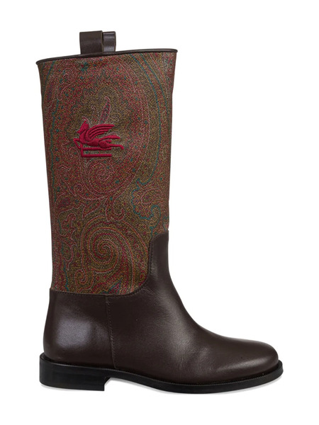  Etro Kids Paisley Jacquard Boots - Brown 