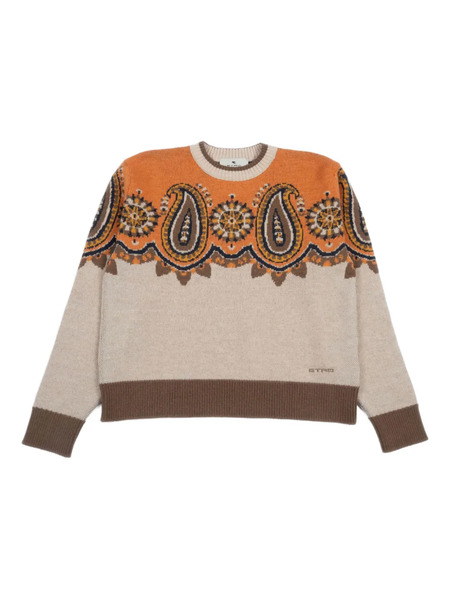  Etro Kids Paisley-pattern Round-neck Sweater - Brown 