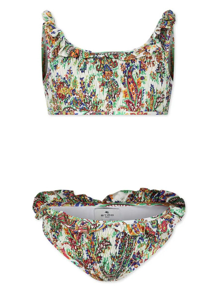  Etro Kids Paisley-print Shirred Bikini - Blue 