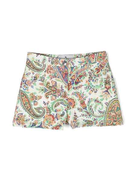  Etro Kids Paisley-print Twill Shorts - Green 