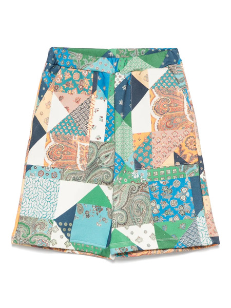  Etro Kids Patchwork-print Shorts - Green 