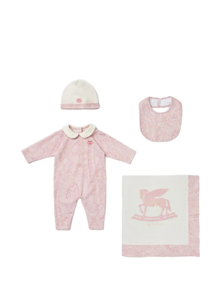  Etro Kids Pegaso Cotton Jersey Blanket - Pink 